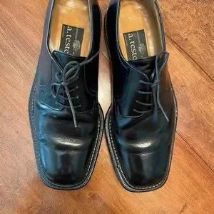A. Testoni men’s black lace up black Oxford - size 7 A.testoni Mens 70216 Black Leather Round Toe Lace Up Comfort  main image 2
